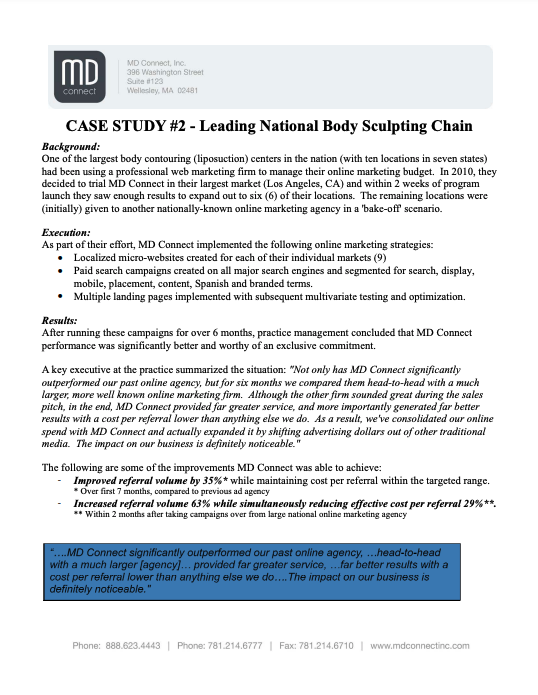 LEADING NATIONAL BODY SCULPTING CHAIN